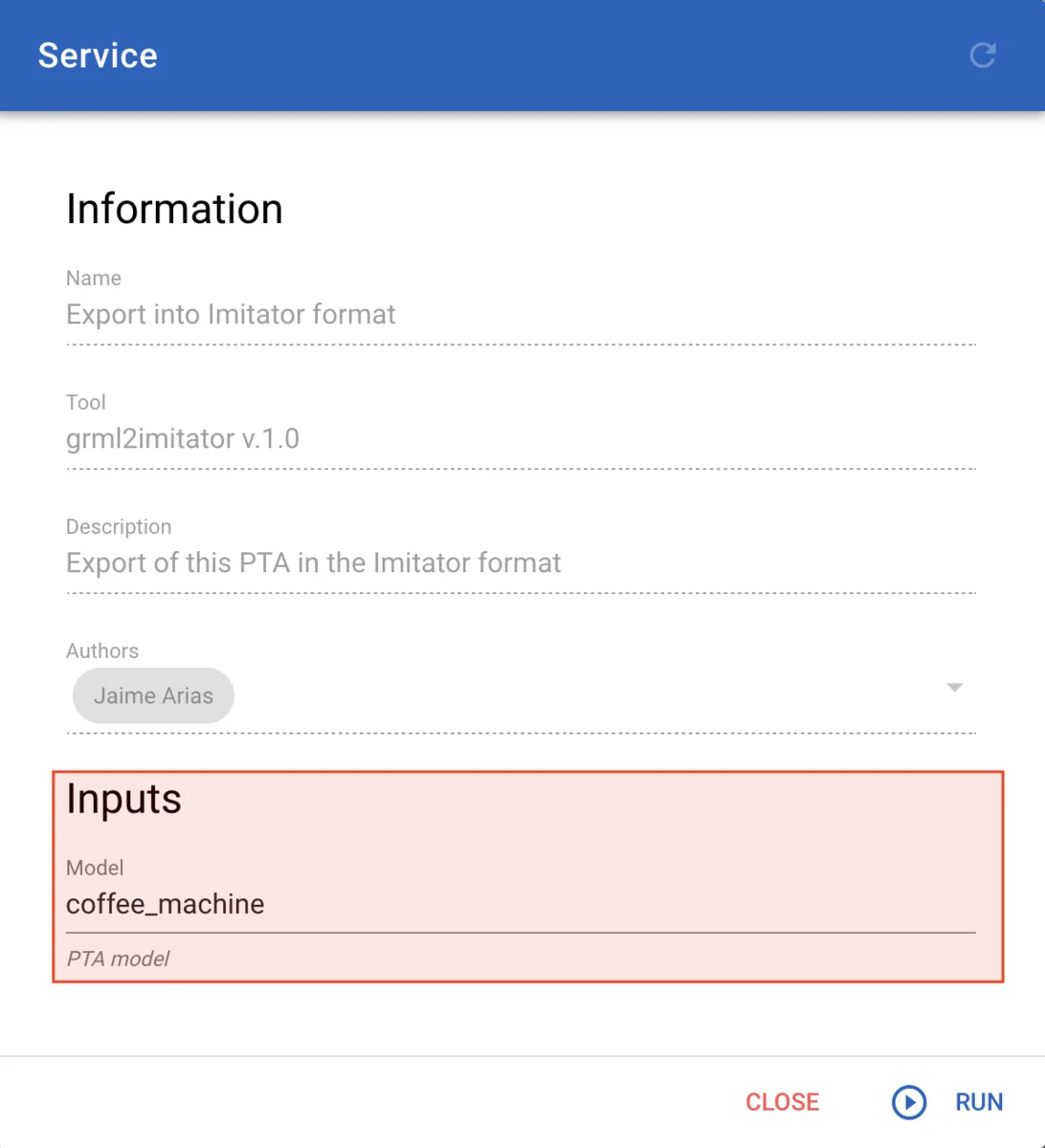Providing the parameters of the service invocation